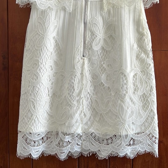 Off The Shoulder White Lace Mini Dress - Picture 8 of 10